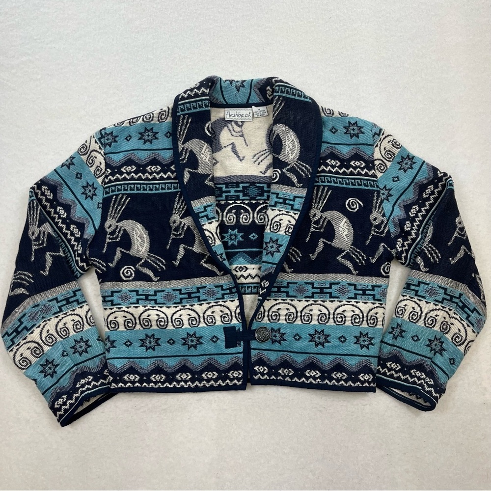 Vintage Flashback Cotton Cropped Aztec Jacket Size Medium